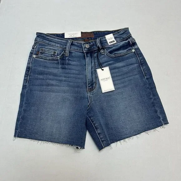 Judy Blue NWT High Waist Raw Hem Denim Shorts Size Medium Style #15277 - Picture 5 of 6
